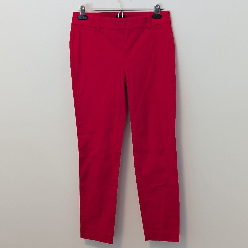 J.Crew Winnie Red Cotton Elastane Dress Work Business Pants Side Zip, Sz 2 - Picture 2 of 6